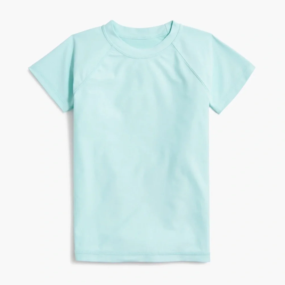 NEW Crewcuts Kids' short-sleeve rash guard in Cupcake Aqua for boys